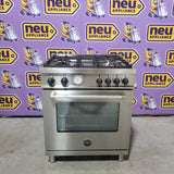Bertazzoni 30 Inch Gas Range with 4 Aluminum Burners, 4.7 Cu. Ft Oven Capacity, Cast Iron Grates, Convection Bake, Soft Motion Doors, 19000 BTU Power Burner, Infrared Gas Broiler MAST304GASXV - Scratch & Dent (Minor)