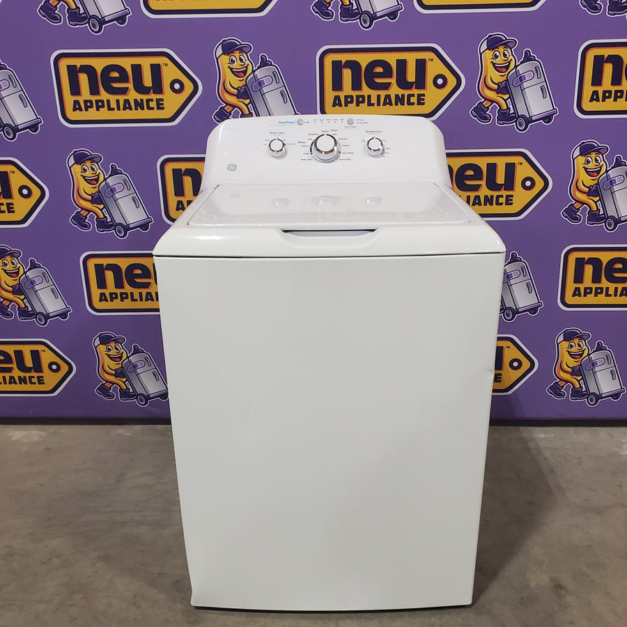 GE® 4.2 cu. ft. Capacity Washer with Stainless Steel Basket Certified Refurbished and GE 6.2 cu. ft. Capacity Electric Dryer with Up To 120 ft. Venting and Shallow Depth GTD33EASKWW - Certified Refurbished