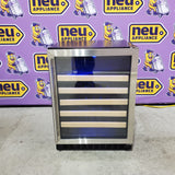 Azure 24 Inch Wine Center with 5.1 cu. ft. Capacity, Wood Front Racks, Field Reversible Door, Blue LED Lighting, Digital Display Controls, and Auto Defrost A124WC-S - Scratch & Dent (Minor)