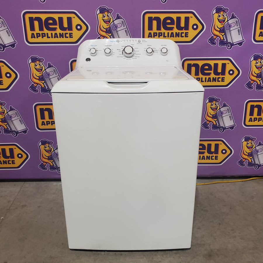 GE® 4.5 cu. ft. Capacity Washer with Stainless Steel Basket in White GTW465ASNWW - Certified Refurbished and GE White Electric 7.2 Cu. Ft. Dryer with Aluminized Alloy Drum GTD42EASJWW - Certified Refurbished