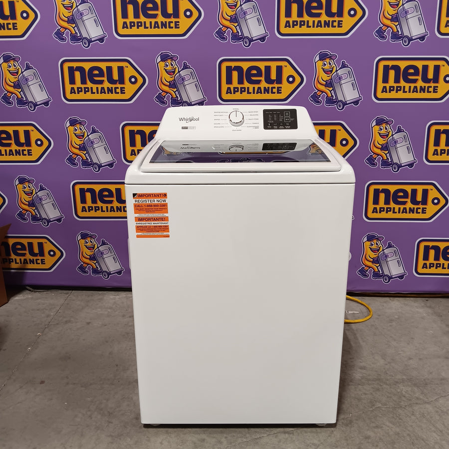 Whirlpool 4.2-4.3 Cu. Ft. Top Load Washer with 2-in-1 Removable Agitator and Soft Close Glass Lid WTW4307SW - Scratch & Dent (Minor) and Whirlpool 7.0 cu. ft. Electric Dryer with Adaptive Dry and Wrinkle Shield™ Option 16285 - WED4307SW - Open Box