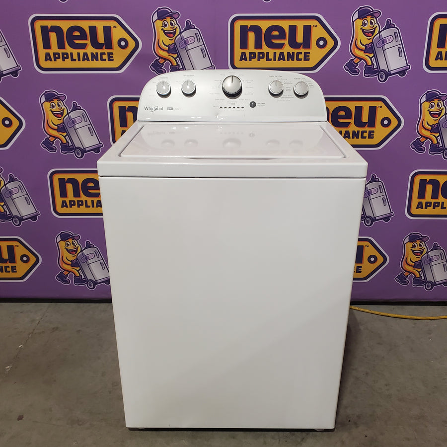 Whirlpool 3.8–3.9 Cu. Ft. Top Load Washer with 2 in 1 Removable Agitator and Soil Level Selection WTW4957PW - Certified Refurbished and Whirlpool 7-cu ft Vented Electric Dryer WGD4815EW - Open Box