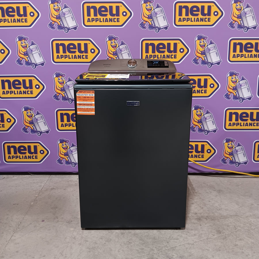 Maytag 5.2 cu. ft. Pet Pro Top Load Washer in Midnight Steel with Agitator, Extra Power and Sanitize Cycle with Oxi MTW7205RF - Open Box and Maytag 7.4 cu. ft. Smart Top Load Electric Dryer with Extra Power 16271 - MED6230HC - New in Box