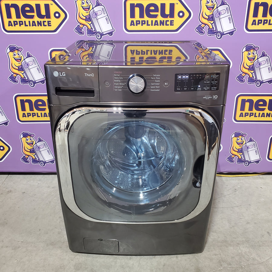 LG Mega Capacity Front Load 5.2 Cu. Ft. Washer with ThinQ Technology WM8900HBA - Scratch & Dent (Minor) and LG Black Steel 9.0 cu. ft. Mega Capacity Smart Wi-fi Enabled Front Load Gas Dryer DLGX8901B - Scratch & Dent (Minor)