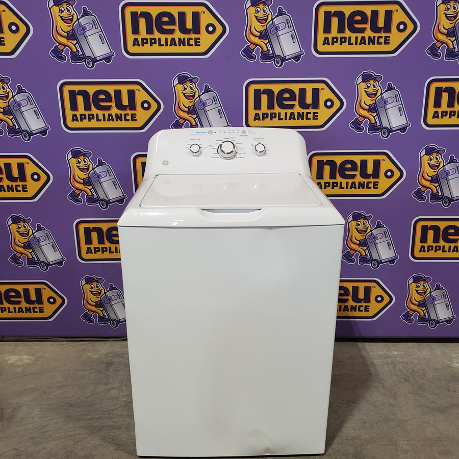 GE® 4.2 cu. ft. Capacity Washer with Stainless Steel Basket GTW335ASNWW - Certified Refurbished and GE 6.2 cu. ft. Capacity Electric Dryer with Up To 120 ft. Venting and Shallow Depth GTD33EASKWW - Certified Refurbished