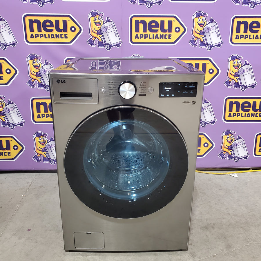 LG 5.0 cu. ft. Mega Capacity Smart Front Load Washer with TurboWash® 360° and AI Sensing WM5800HVA - Open Box and LG 7.4-cu ft Stackable Vented Electric Dryer with Steam Cycle in Graphite Steel DLEX5800V - Scratch & Dent (Moderate)