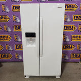 Whirlpool 24.6-cu ft Standard-Depth Side-by-Side Refrigerator with Ice Maker, Water and Ice Dispenser in White WRS315SDHW - Scratch & Dent (Minor)