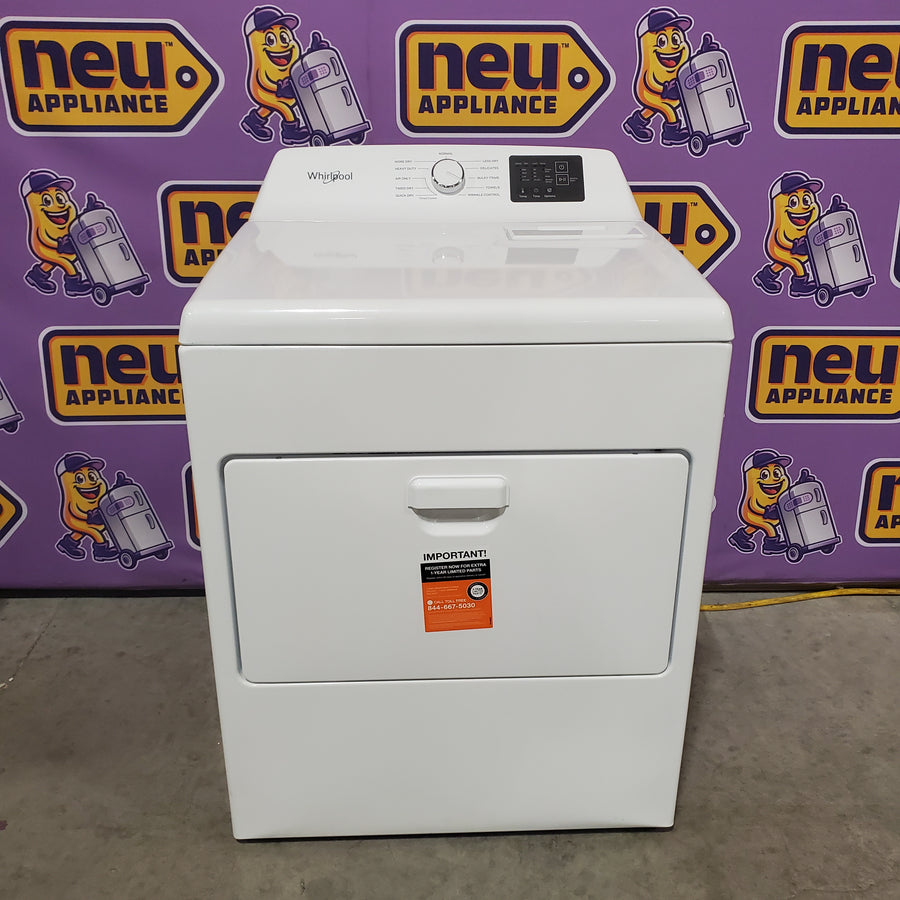 Whirlpool 4.2-4.3 Cu. Ft. Top Load Washer with 2-in-1 Removable Agitator and Soft Close Glass Lid WTW4307SW - Open Box and Whirlpool 7.0 cu. ft. Electric Dryer with Adaptive Dry and Wrinkle Shield™ Option WED4307SW - Scratch & Dent (Minor)