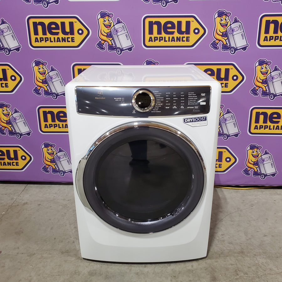 Electrolux 4.5 Cu.Ft. Stackable Front Load Washer with Steam and SmartBoost Wash System ELFW7637AW - Open Box and Electrolux 8.0 cu. ft. Front Load Electric Dryer with Perfect Steam ELFE7637AW - Open Box