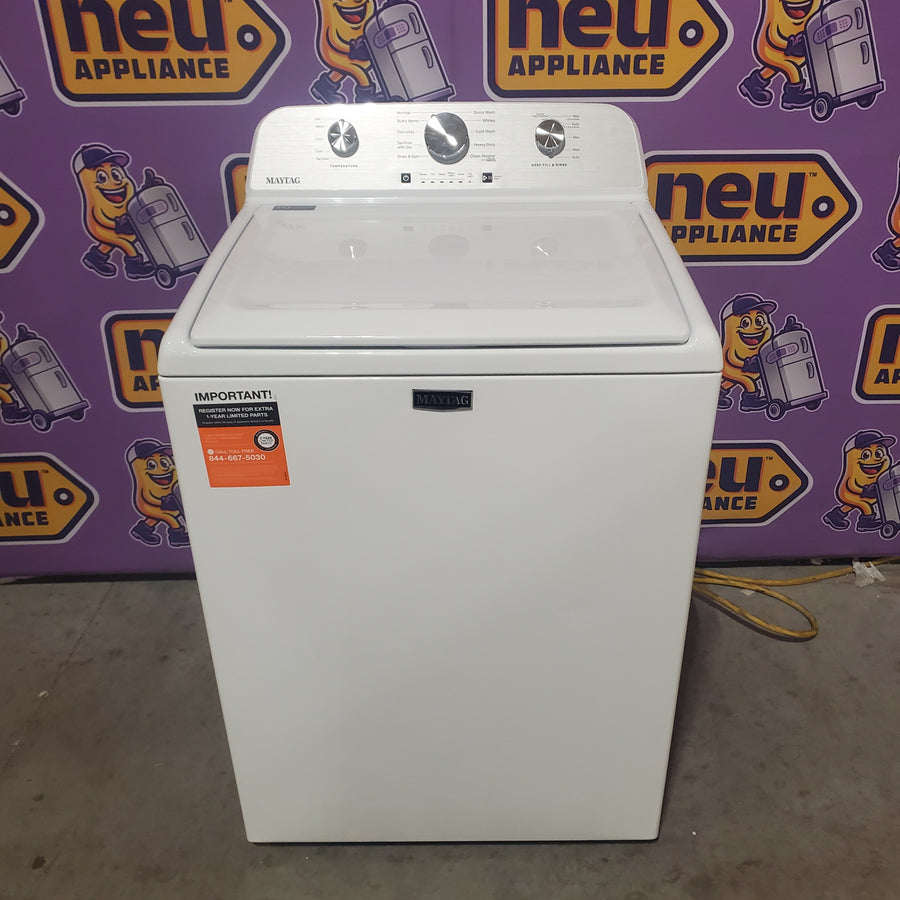 Maytag 4.2 Cu. Ft. Capacity Top Load Washer in White MTW4205SW - Open Box and MayTag 7.0 cu. ft. Top Load Electric Wrinkle Prevent Dryer MED4500MW - Scratch & Dent (Minor)