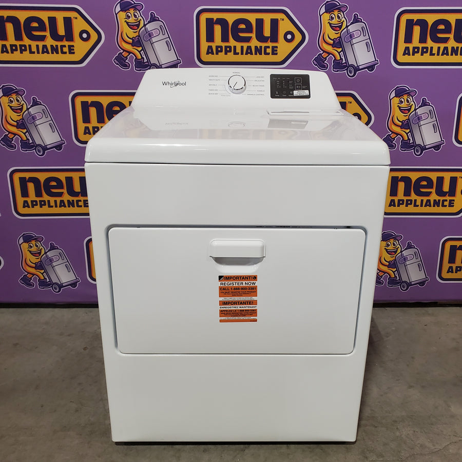 Whirlpool 4.2-4.3 Cu. Ft. Top Load Washer with 2-in-1 Removable Agitator and Soft Close Glass Lid WTW4307SW - Open Box and Whirlpool 7.0 cu. ft. Electric Dryer with Adaptive Dry and Wrinkle Shield™ Option WED4307SW - Open Box