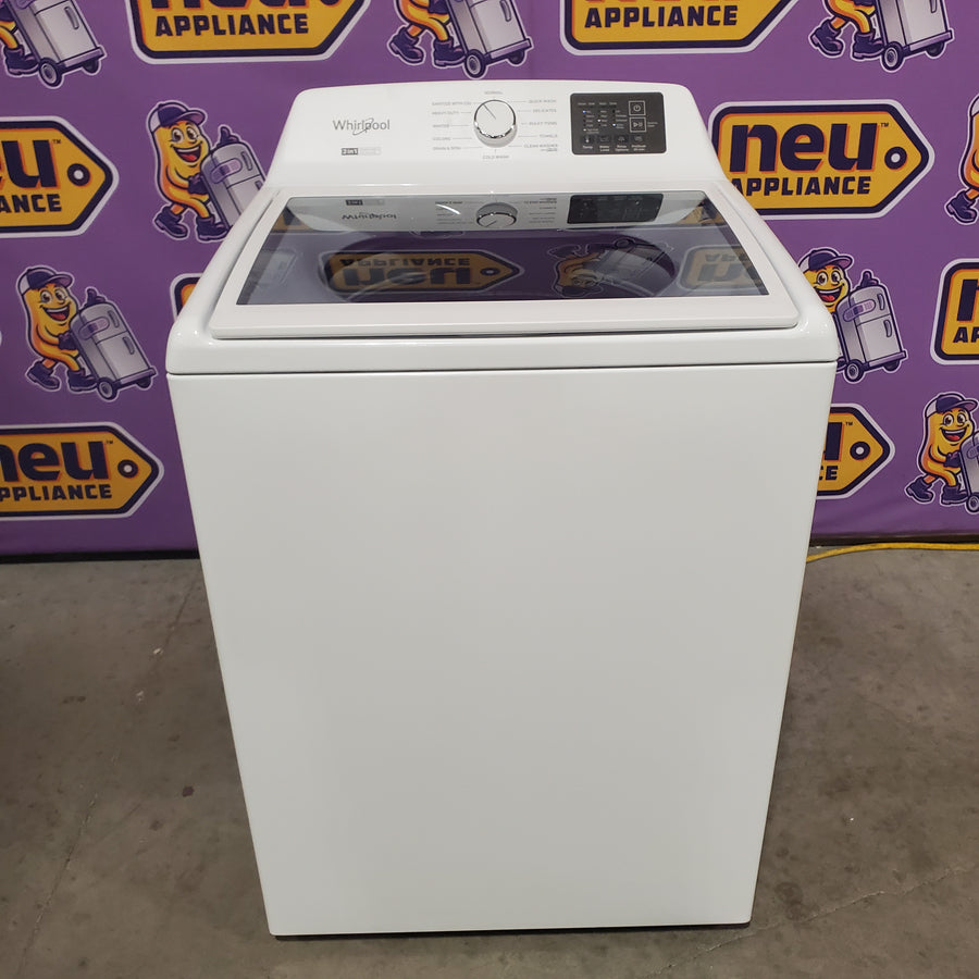 Whirlpool 4.2-4.3 Cu. Ft. Top Load Washer with 2-in-1 Removable Agitator and Soft Close Glass Lid WTW4307SW - Open Box and Whirlpool 7.0 cu. ft. Electric Dryer with Adaptive Dry and Wrinkle Shield™ Option WED4307SW - Scratch & Dent (Minor)