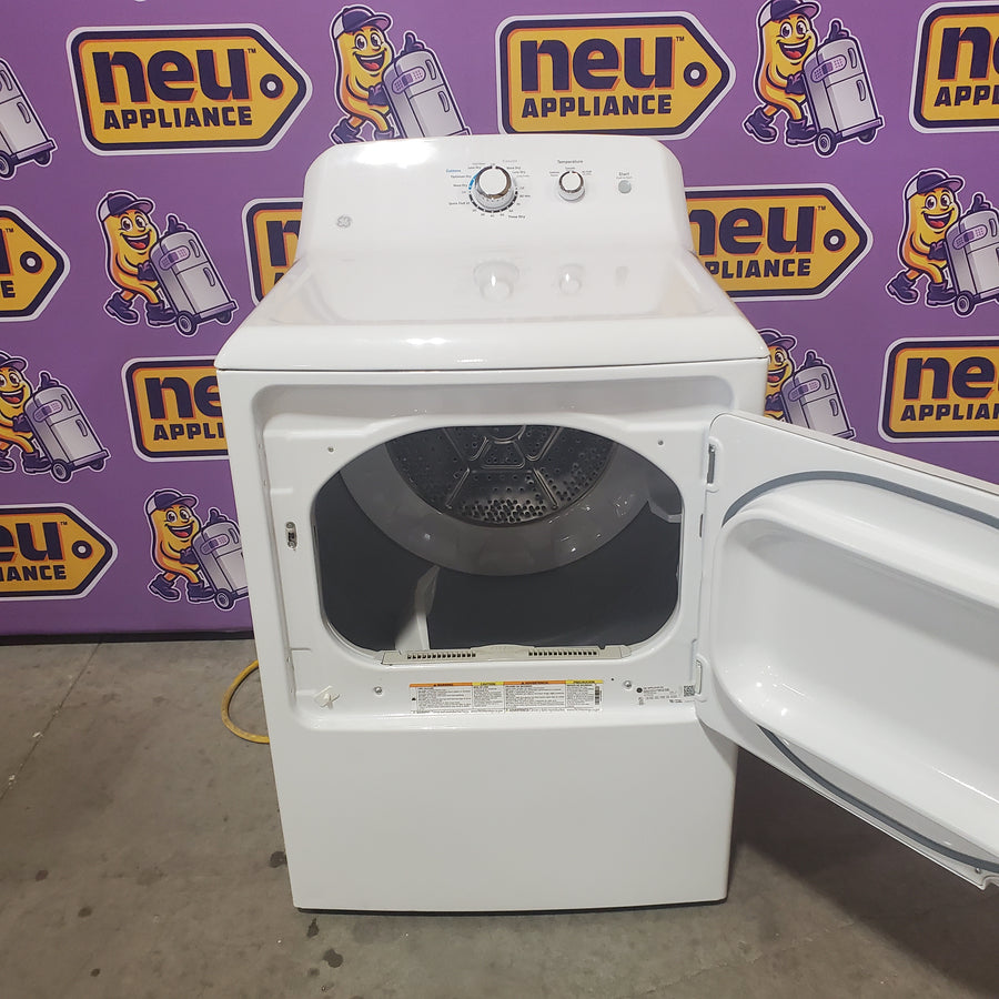 GE® 4.2 cu. ft. Capacity Washer with Stainless Steel Basket Certified Refurbished and GE 6.2 cu. ft. Capacity Electric Dryer with Up To 120 ft. Venting and Shallow Depth GTD33EASKWW - Certified Refurbished