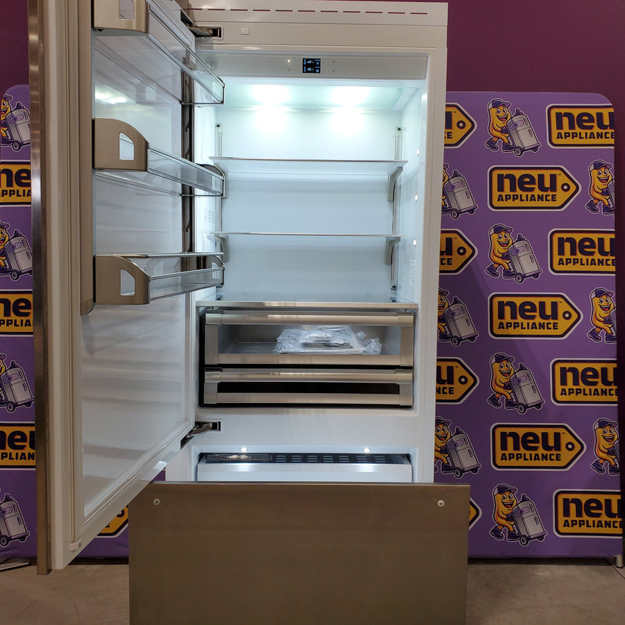 Bertazzoni Built-In Bottom Freezer Refrigerator with 19.6 Cu. Ft. Total Capacity, Touch-Controls, Lateral Airflow System, and Ice Maker REF36BMBIXLT - Scratch & Dent (Minor)