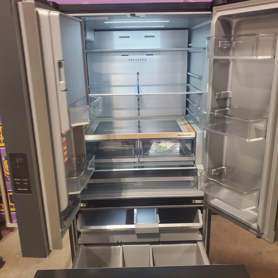 KitchenAid 30 cu. ft. French Door Refrigerator with Exterior Water and Ice in Juniper KRFF436SJP - Scratch & Dent (Minor)