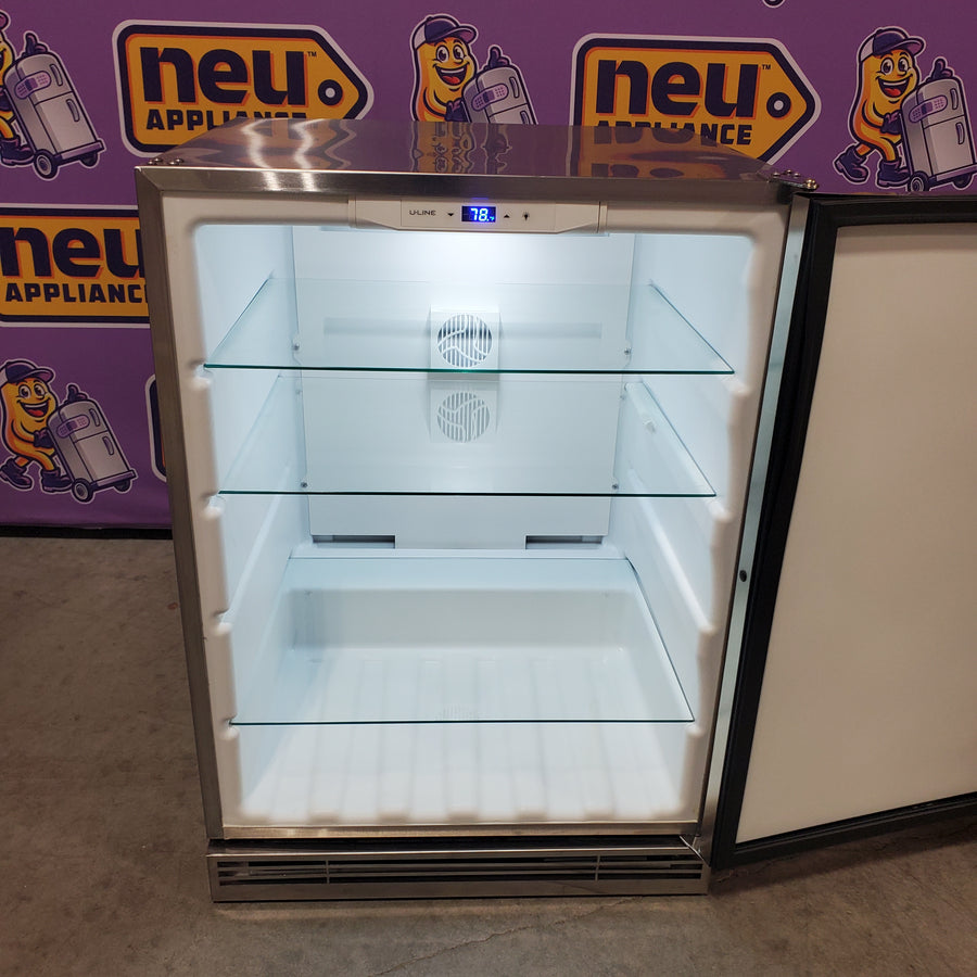 U-Line 24 Inch Outdoor Refrigerator with Convection Cooling System, Digital Touch Controls, LED Lighting, White Interior and 5.4 cu. ft. Capacity UORE124-SS01A - Open Box