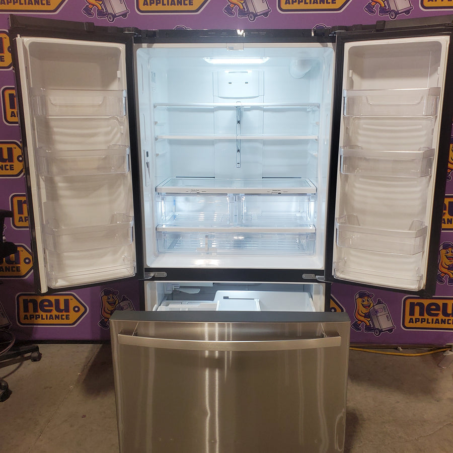 GE 36 in. Wide 21.9 Cu. Ft. French Door Counter Depth Refrigerator with Internal Water Dispenser in Stainless Steel GWE22JYMFS - Scratch & Dent (Moderate)
