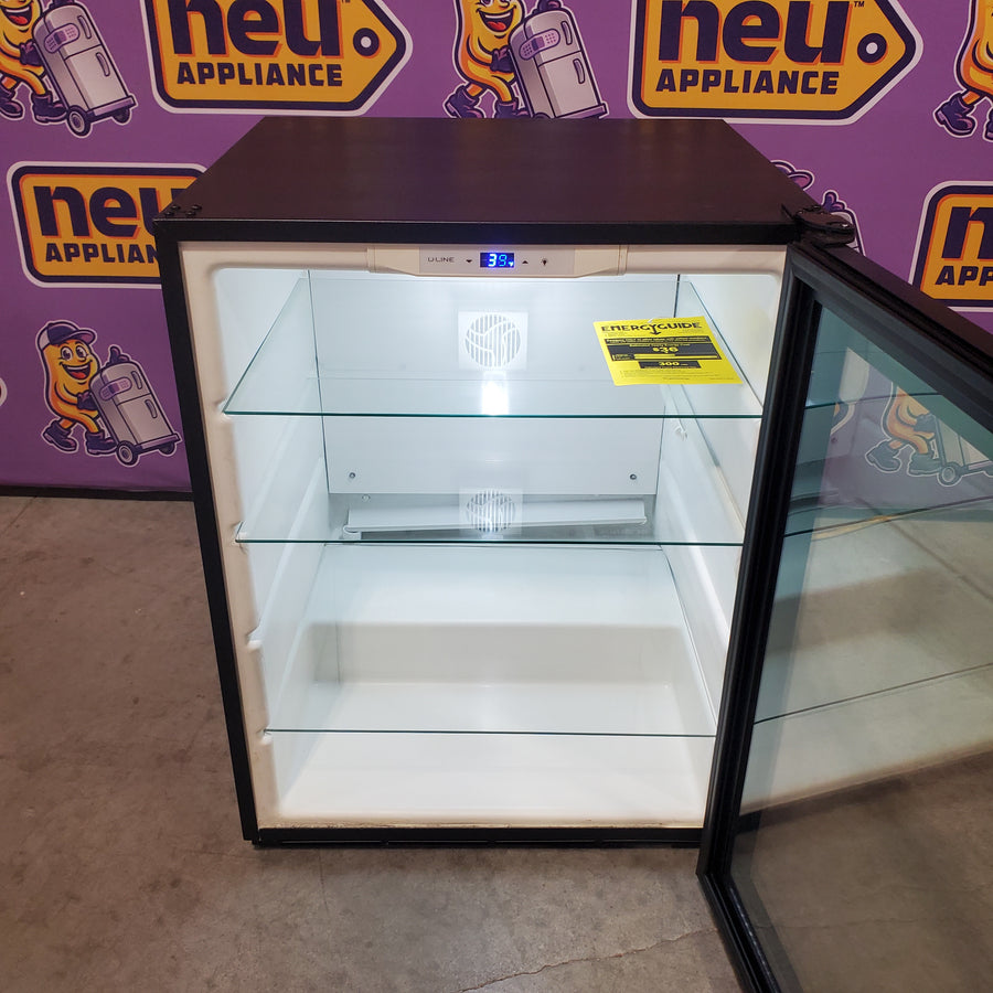 U-Line 5.4 cu. ft. Undercounter Refrigerator with 70 Bottle Capacity, 3 Adjustable Glass Shelves, Glass Door, Interior LED Lighting, and Reversible Door Swing UADA24RGLINT00A - Scratch & Dent (Minor)