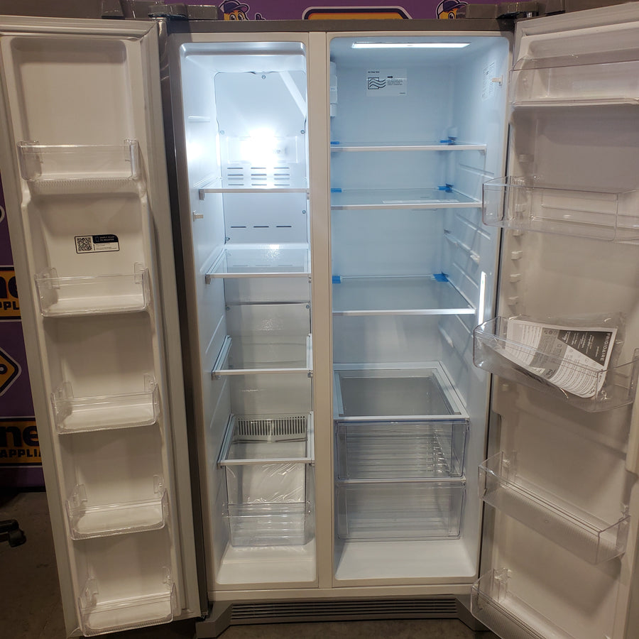 Frigidaire 26.4-cu ft Standard-Depth 36-in Wide Side-by-Side Refrigerator ENERGY STAR Certified in Stainless Steel FRSN2610AF - Scratch & Dent (Moderate)