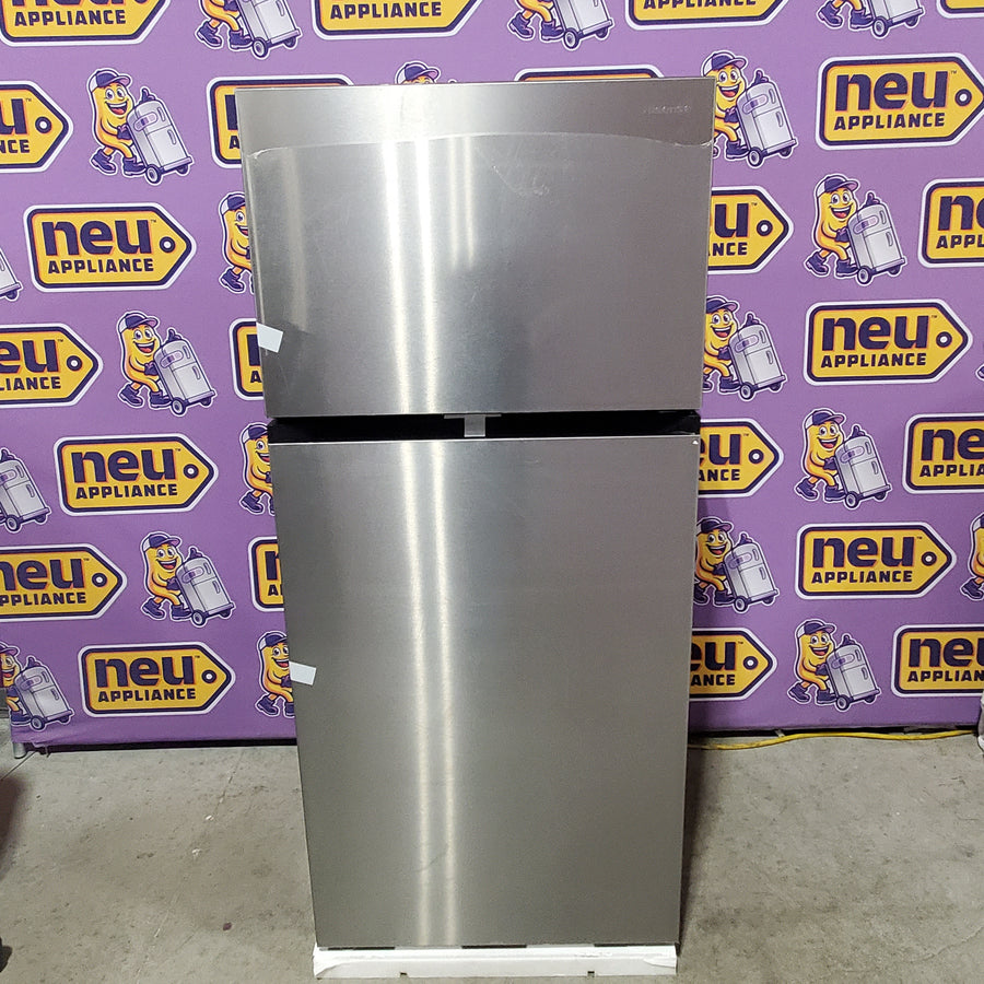 Hisense 18.1-cu ft Counter-Depth 30-in Wide Top-Freezer Refrigerator Garage Ready ENERGY STAR Certified in Stainless Steel RT180N3SSEH - Scratch & Dent (Minor)