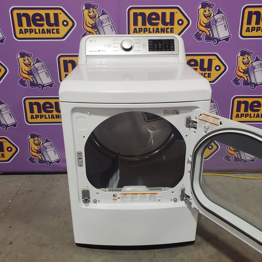 LG 5.5 cu. ft. Mega Capacity Smart Wi-Fi Enabled Top Load Washer with Impeller WT7400CW - Certified Refurbished and LG 7.3 cu. ft. Ultra Large Capacity Smart Wi-Fi Enabled Electric Dryer with Sensor Dry Technology DLE7300WE - Certified Refurbished
