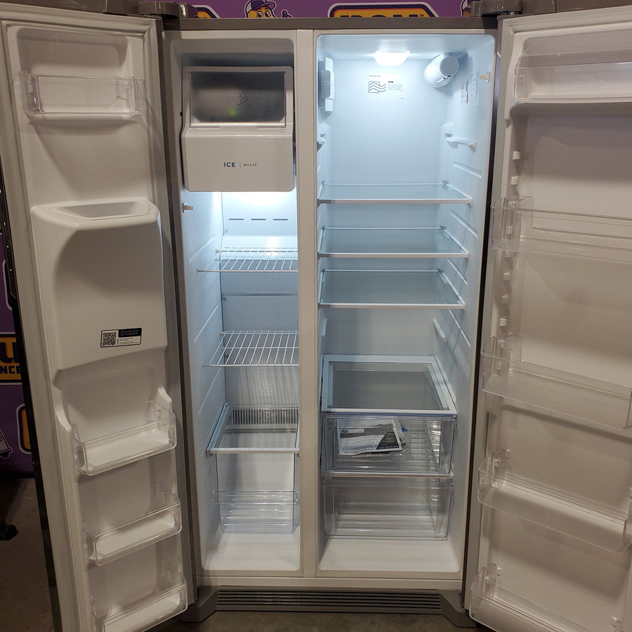 Frigidaire 25.6-cu ft ENERGY STAR Side-by-Side Refrigerator with Ice Maker in Fingerprint Resistant Stainless Steel FRSS26L3AF - Scratch & Dent (Moderate)
