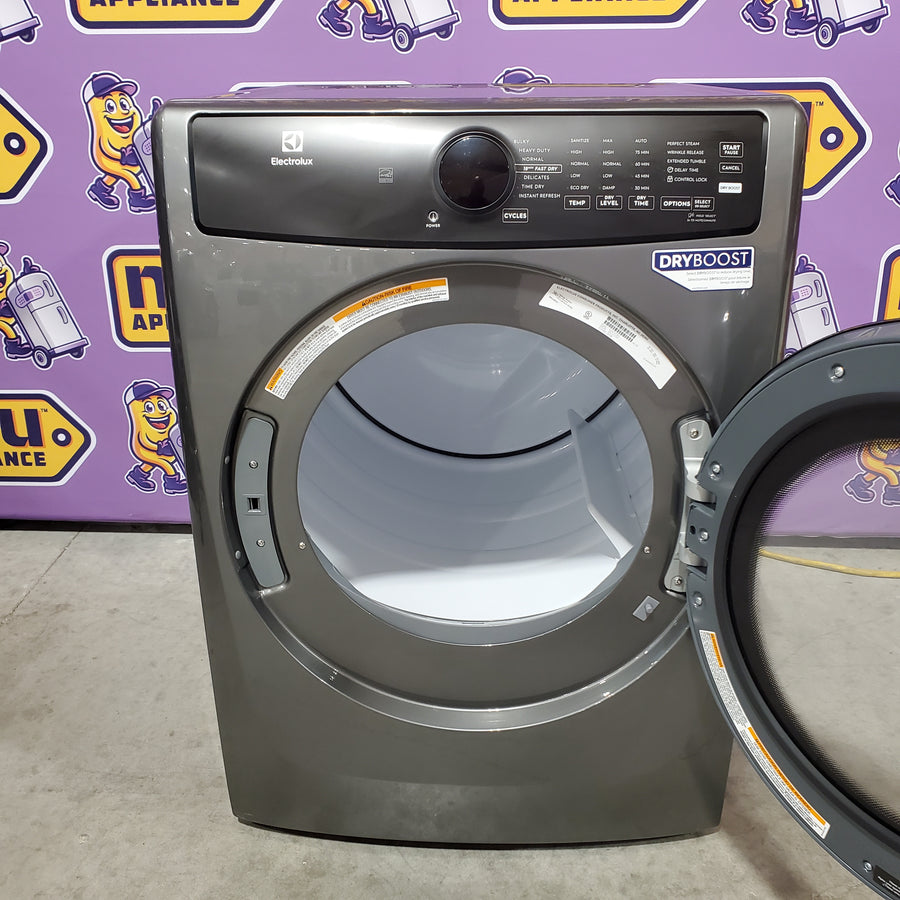 Electrolux 8-cu ft Stackable Vented Electric Dryer with Steam Cycle in Titanium ELFE7437AT - Scratch & Dent (Minor)