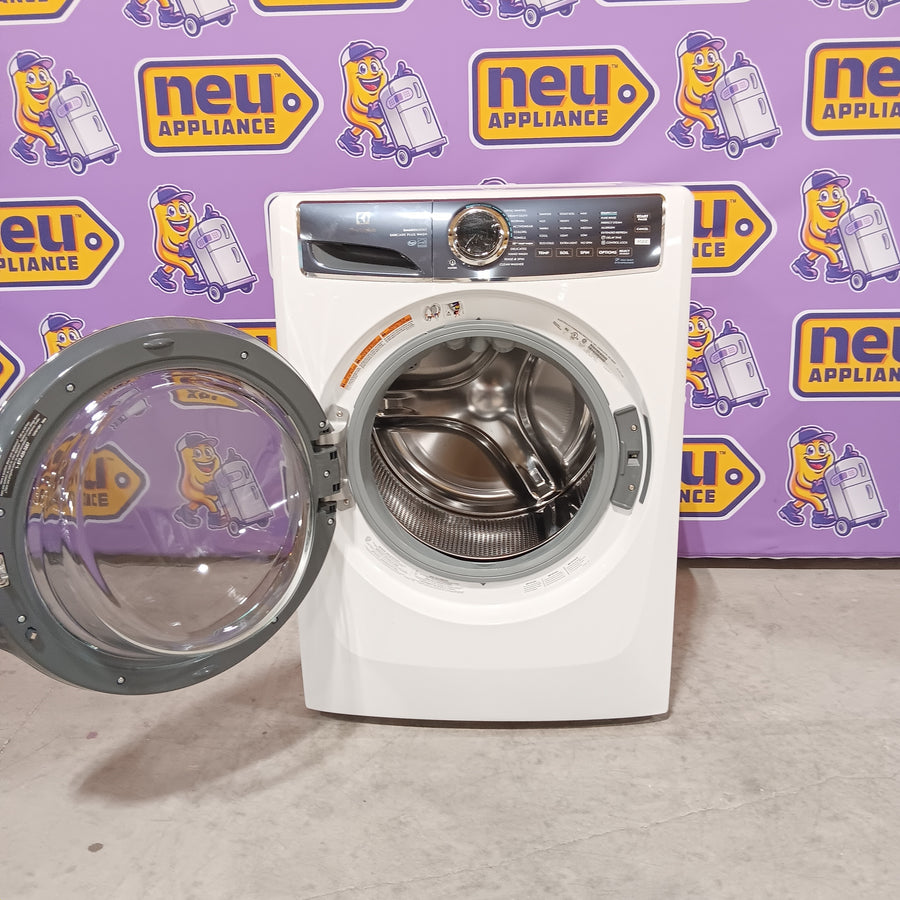 Electrolux 4.5 Cu.Ft. Stackable Front Load Washer with Steam and SmartBoost Wash System ELFW7637AW - Open Box and Electrolux 8.0 Cu. Ft. Front Load Perfect Steam™ Gas Dryer with LuxCare® Dry and Instant Refresh ELFG7626BW - Scratch & Dent (Minor)