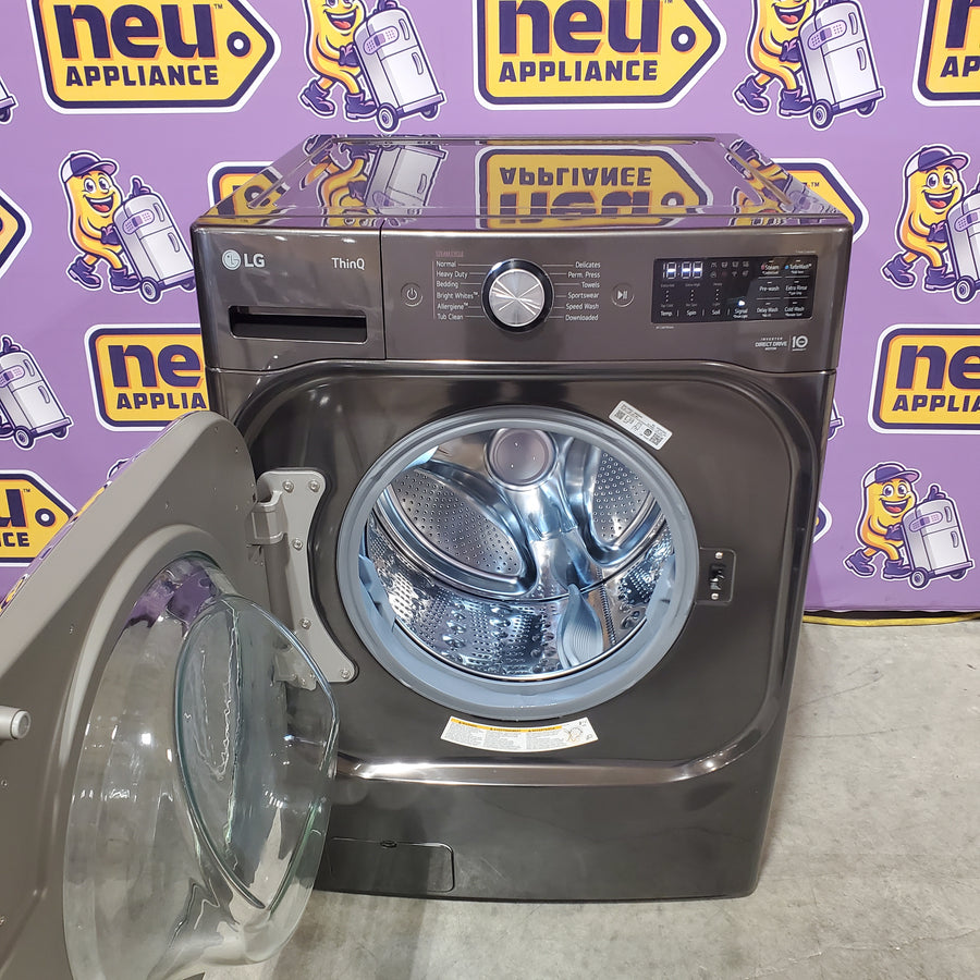 LG Mega Capacity Front Load 5.2 Cu. Ft. Washer with ThinQ Technology WM8900HBA - Scratch & Dent (Minor) and LG Black Steel 9.0 cu. ft. Mega Capacity Smart Wi-fi Enabled Front Load Gas Dryer DLGX8901B - Scratch & Dent (Minor)