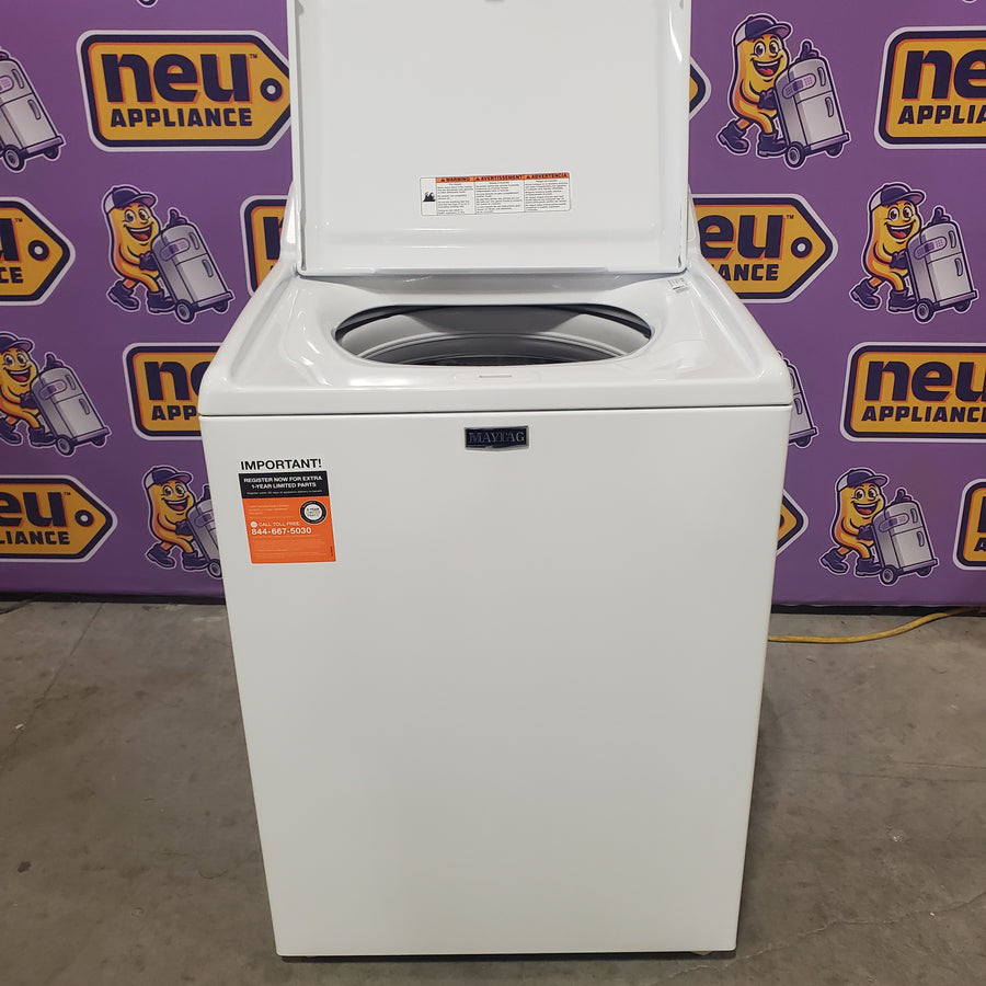 Maytag 4.2 Cu. Ft. Capacity Top Load Washer in White MTW4205SW - Open Box and MayTag 7.0 cu. ft. Top Load Electric Wrinkle Prevent Dryer MED4500MW - Scratch & Dent (Minor)
