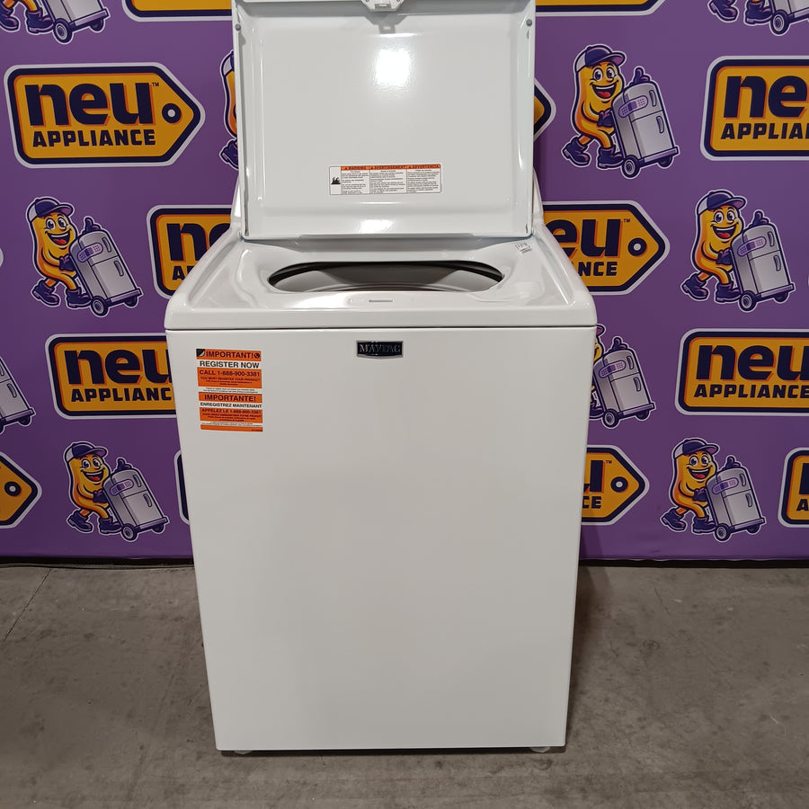 Maytag 4.2 Cu. Ft. Capacity Top Load Washer in White MTW4205SW - Scratch & Dent (Minor) and MayTag 7.0 cu. ft. Top Load Electric Wrinkle Prevent Dryer 16268 - MED4500MW - Open Box