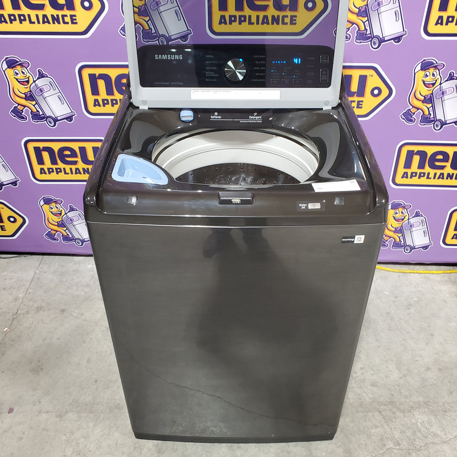 Samsung 4.7 cu. ft. Large Capacity Smart Top Load Washer with Active WaterJet in Brushed Black 22142790 - WA47CG3500AV - Open Box