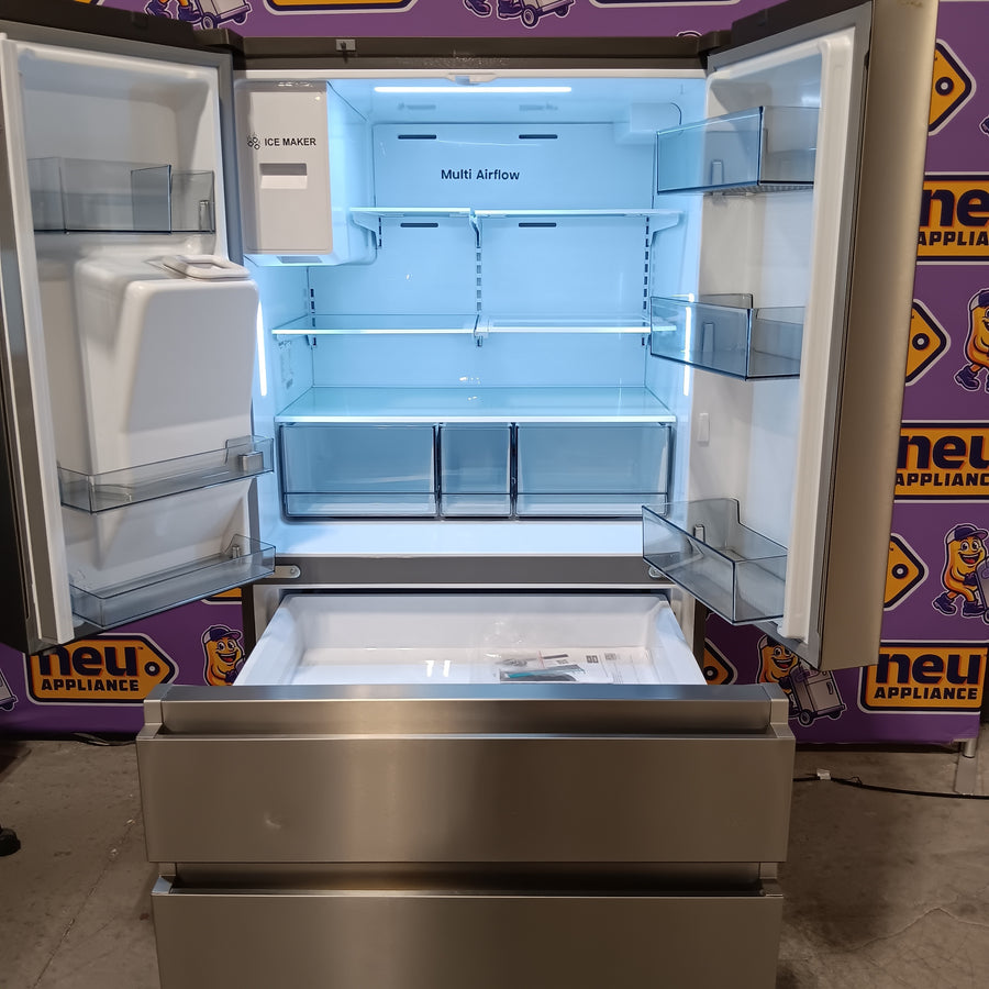 Hisense PureFlat 25.6-cu ft 4-Door Smart French Door ENERGY STAR Refrigerator in Stainless Steel with Ice Maker, Water and Ice Dispenser HRM260N6TSE - Scratch & Dent (Minor)