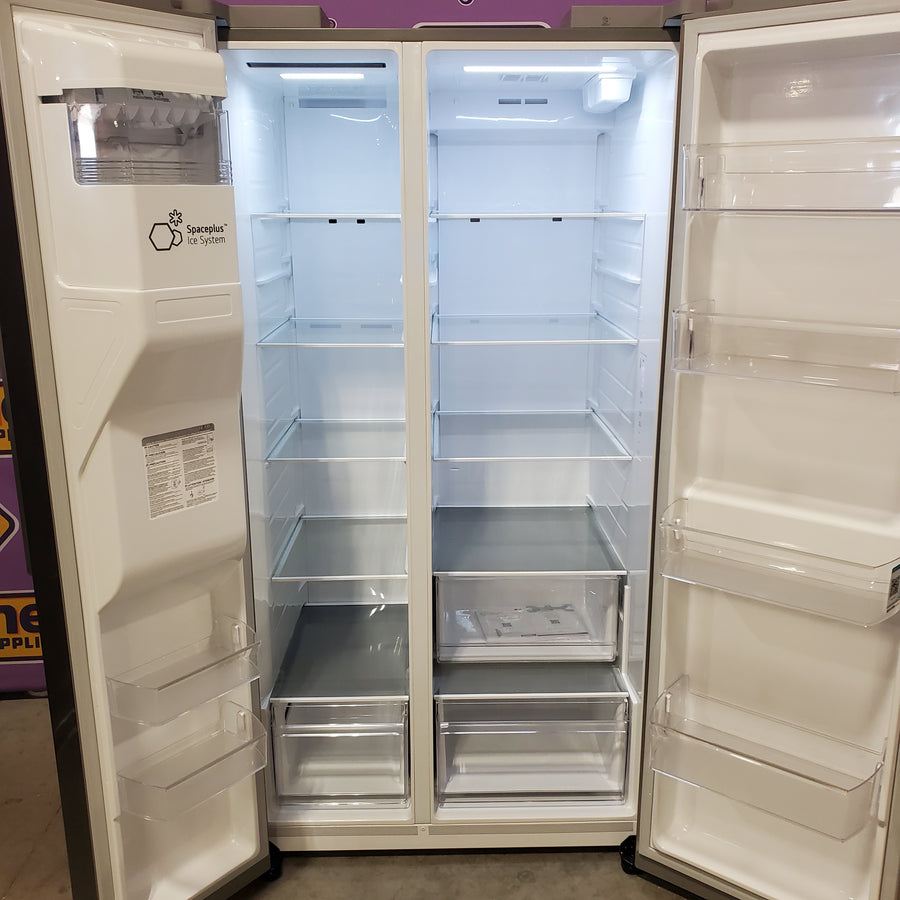 LG 27 cu. ft. Standard-Depth, Side-by-side Refrigerator, with Ice and Water and Bar Handle Design LS27T3230S - Scratch & Dent (Major)