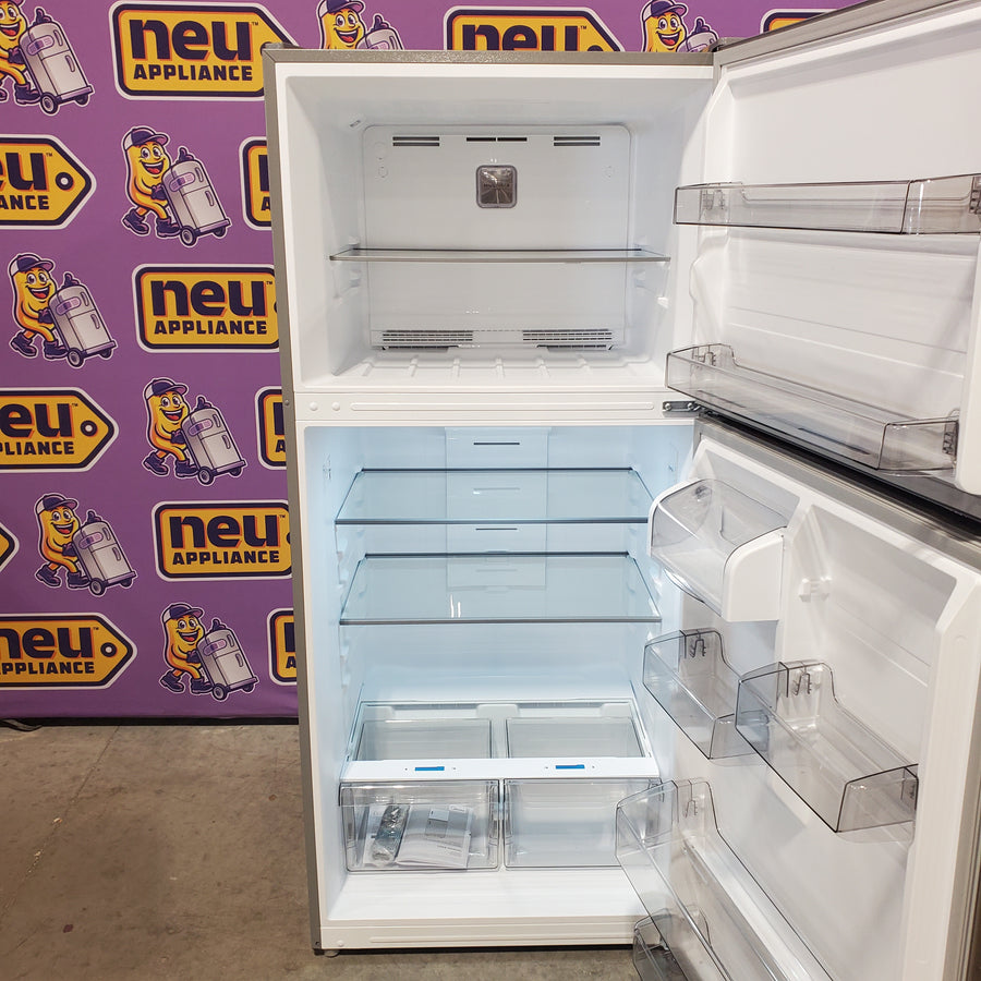 Midea 18 Cu. Ft. Stainless Garage Ready Top Freezer Refrigerator in Stainless Steel MRT18D3BST - Scratch & Dent (Minor)