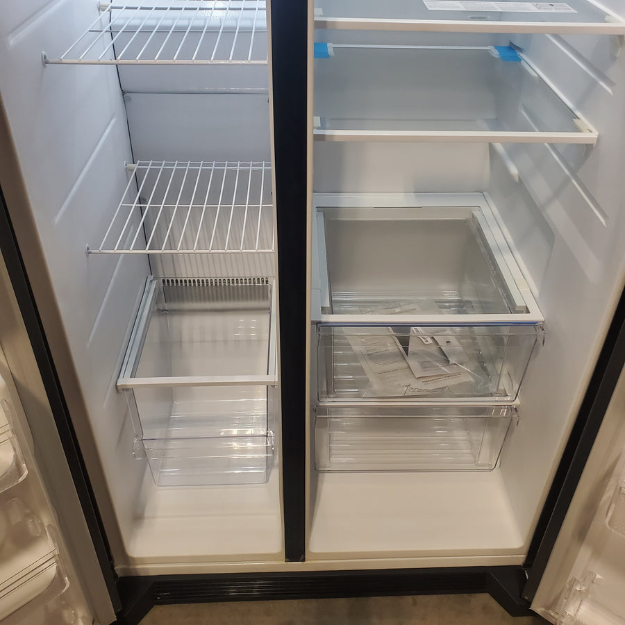 Frigidaire 25.6-cu ft Standard-Depth 36-in Wide Side-by-Side Refrigerator with Ice Maker, Water and Ice Dispenser in Black Stainless Steel FRSS2623AD - Scratch & Dent (Minor)
