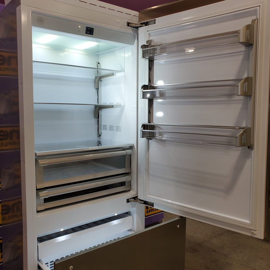 Bertazzoni Built-In Bottom Freezer Refrigerator with 19.6 Cu. Ft. Total Capacity, Touch-Controls, Lateral Airflow System, and Ice Maker REF36BMBIXRT - Scratch & Dent (Minor)