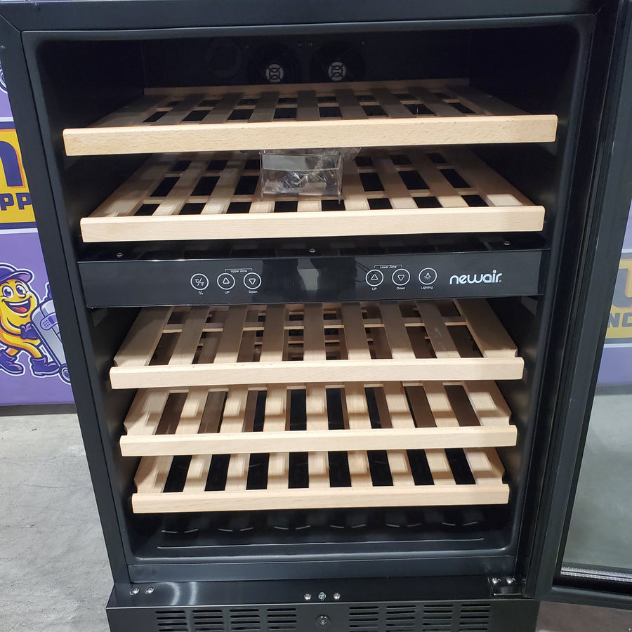 NewAir 23.5-in W 46 -Bottles Black Stainless Steel Dual Zone Cooling Built-in/Freestanding Indoor Wine Cooler NWC046BS00 - Scratch & Dent (Minor)