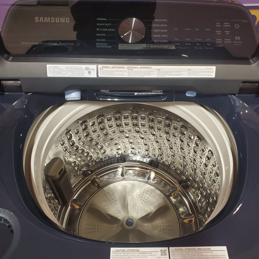 Samsung Brushed Navy Blue 5.4 cu. ft. Smart Top Load Washer with Pet Care Solution and Super Speed Wash WA54CG7150AD - Scratch & Dent (Moderate)