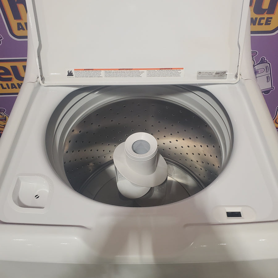 GE® 3.8 cu. ft. Capacity Washer with Stainless Steel Basket in White GTW330ASKWW - Certified Refurbished and GE® 7.2 cu. ft. Capacity Aluminized Alloy Drum Electric Dryer GTD33EASKWW - Certified Refurbished