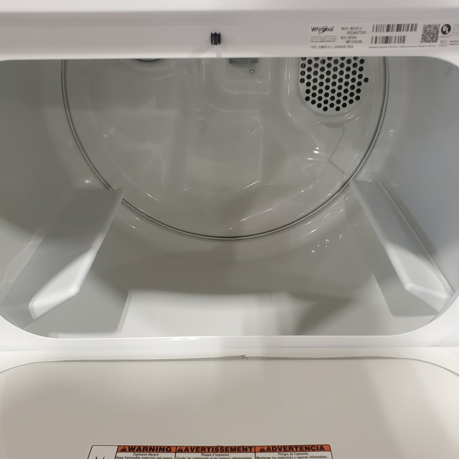 Whirlpool 4.2-4.3 Cu. Ft. Top Load Washer with 2-in-1 Removable Agitator and Soft Close Glass Lid WTW4307SW - Scratch & Dent (Minor) and Whirlpool 7.0 cu. ft. Electric Dryer with Adaptive Dry and Wrinkle Shield™ Option WED4307SW - Open Box