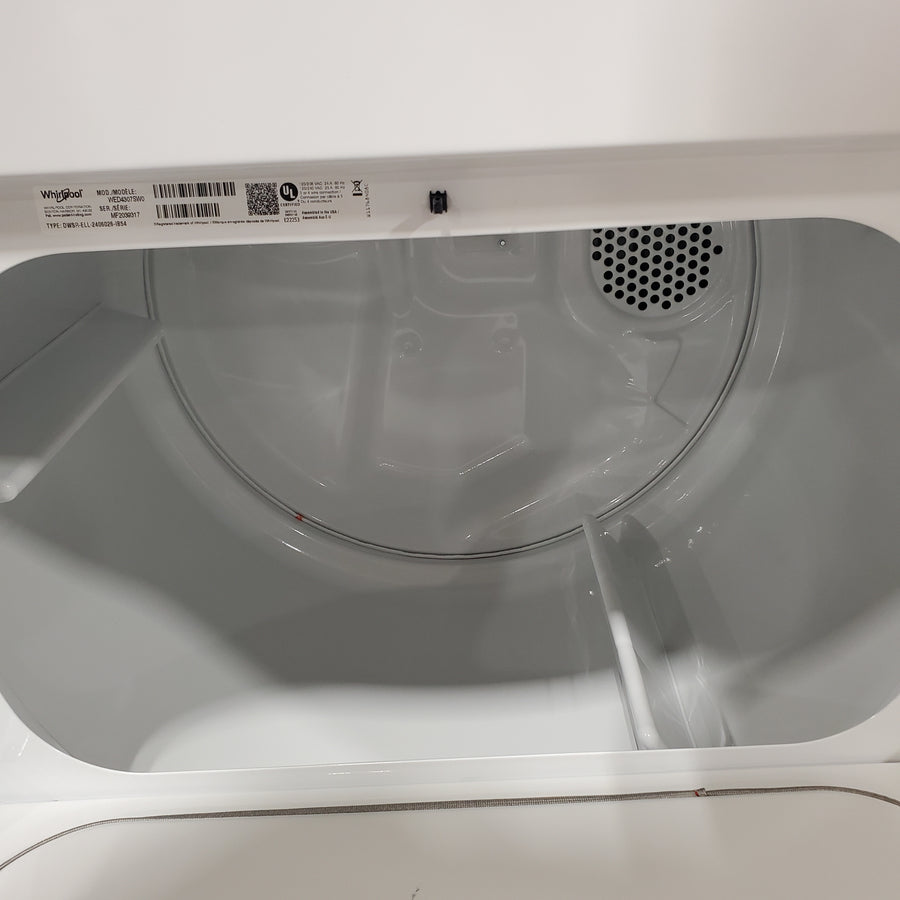 Whirlpool 4.2-4.3 Cu. Ft. Top Load Washer with 2-in-1 Removable Agitator and Soft Close Glass Lid WTW4307SW - Open Box and Whirlpool 7.0 cu. ft. Electric Dryer with Adaptive Dry and Wrinkle Shield™ Option WED4307SW - Scratch & Dent (Minor)