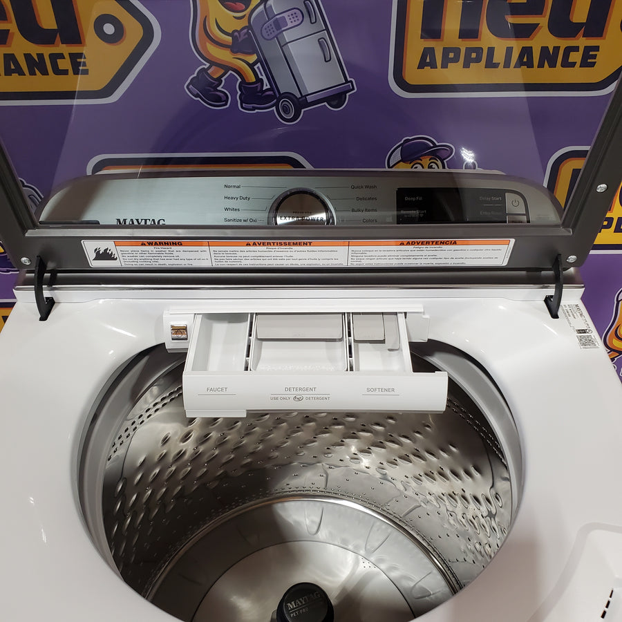 Maytag 5.3 cu. ft. Pet Pro Top Load Washer in White with Impeller, Extra Power and Sanitize Cycle with Oxi 22521689 - MTW7200RW - Scratch & Dent (Minor)