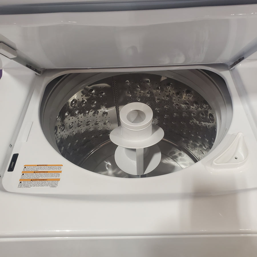 GE Unitized Spacemaker® 3.8 cu. ft. Capacity Washer with Stainless Steel Basket and 5.9 cu. ft. Capacity Electric Dryer GUD27ESSMWW - Certified Refurbished