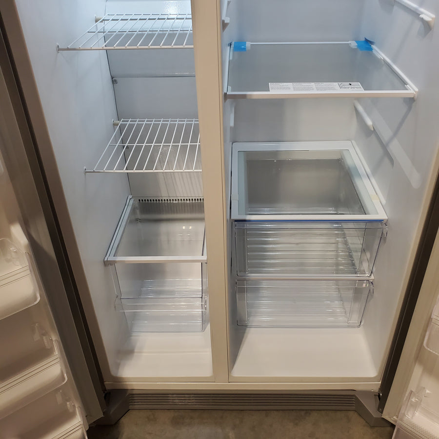 Frigidaire 25.6-cu ft ENERGY STAR Side-by-Side Refrigerator with Ice Maker in Fingerprint Resistant Stainless Steel FRSS26L3AF - Scratch & Dent (Minor)