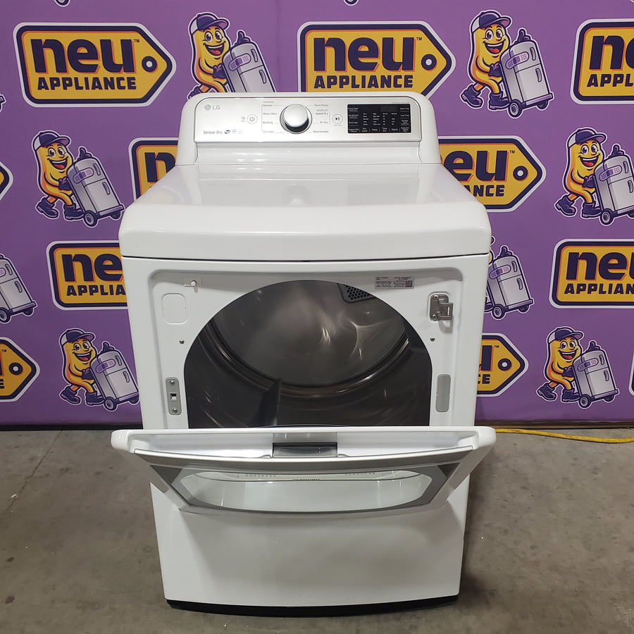 LG 5.5 cu. ft. Mega Capacity Smart Wi-Fi Enabled Top Load Washer with Impeller WT7400CW - Certified Refurbished and LG 7.3 cu. ft. Ultra Large Capacity Smart Wi-Fi Enabled Electric Dryer with Sensor Dry Technology DLE7300WE - Certified Refurbished