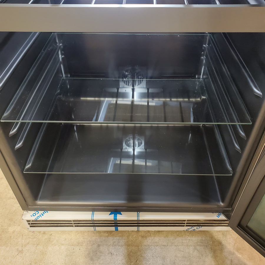 U-Line 24 Inch Beverage Center with 5.5 Cu. Ft. Capacity, Adjustable Glass Shelves, Wine Racks, LOW-E Argon Thermopane Glass Door, and Convection Cooling UHBV124SG01A - Scratch & Dent (Minor)