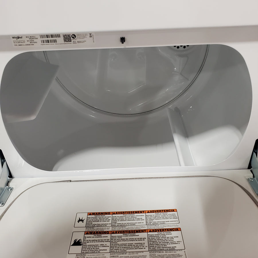 Whirlpool 4.2-4.3 Cu. Ft. Top Load Washer with 2-in-1 Removable Agitator and Soft Close Glass Lid WTW4307SW - Open Box and Whirlpool 7.0 cu. ft. Electric Dryer with Adaptive Dry and Wrinkle Shield™ Option WED4307SW - Scratch & Dent (Minor)