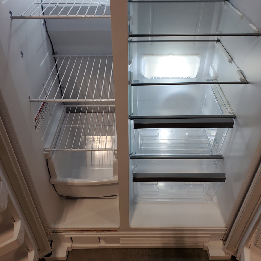 Whirlpool 24.6-cu ft Standard-Depth Side-by-Side Refrigerator with Ice Maker, Water and Ice Dispenser in White WRS315SDHW - Scratch & Dent (Minor)