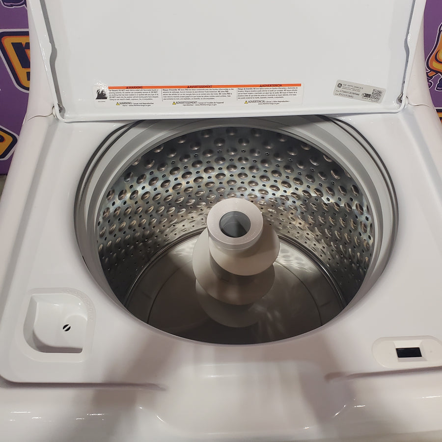 GE® 4.5 cu. ft. Capacity Washer with Stainless Steel Basket in White GTW465ASNWW - Certified Refurbished and GE White Electric 7.2 Cu. Ft. Dryer with Aluminized Alloy Drum GTD42EASJWW - Certified Refurbished